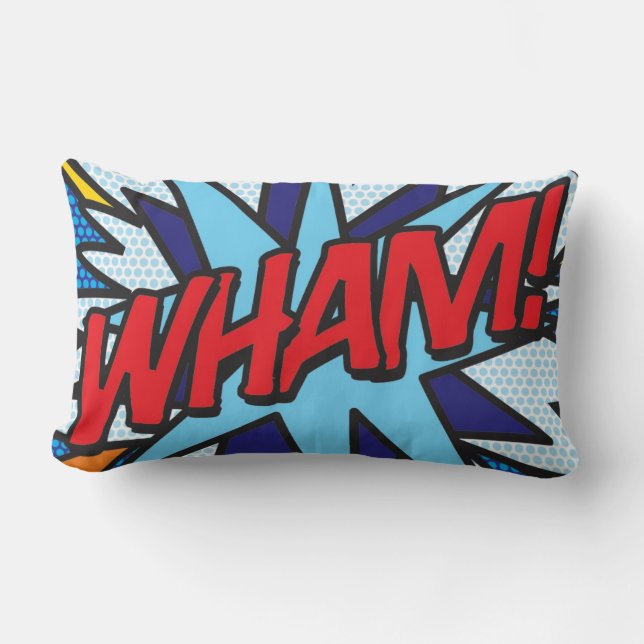 WHAM ZAP Fun Cool Comic Book Quote Trendy Lumbar Pillow (Front)