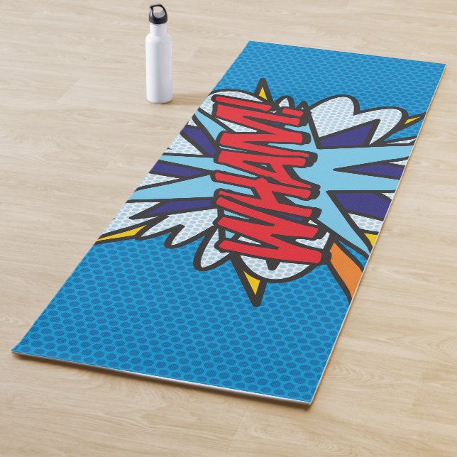 WHAM ZAP Fun Retro Comic Book Pop Art Yoga Mat (In Situ)