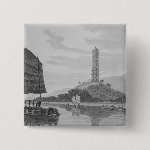 Whampoa Pagoda, 1810 2 Inch Square Button