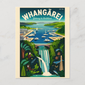 Whangārei New Zealand Retro Travel Poster Art Holiday Postcard