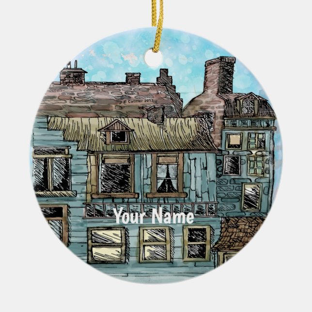 Wharf Scene 2 Ceramic Ornament (Front)