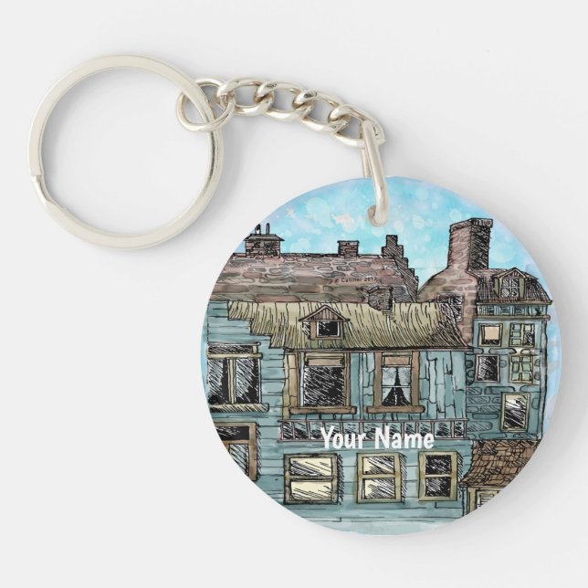 Wharf Scene 2 Keychain (Front)
