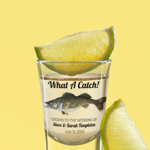 What a Catch Fishing Walleye Wedding Date Favour Shot Glass