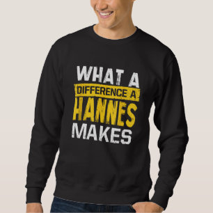 What A Difference A Hannes Makes Funny Name Hannes Sweatshirt