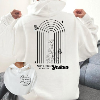 What a friend in Yeshua Black Girly Christian Hoodie