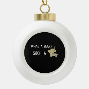 What A Fun Deer Moment Retro Style Ceramic Ball Christmas Ornament