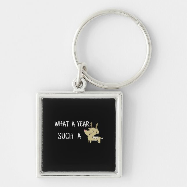 What A Fun Deer Moment Retro Style  Keychain (Front)
