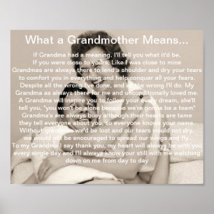 What a Grandmother Means, Rememberance  Poem Poster