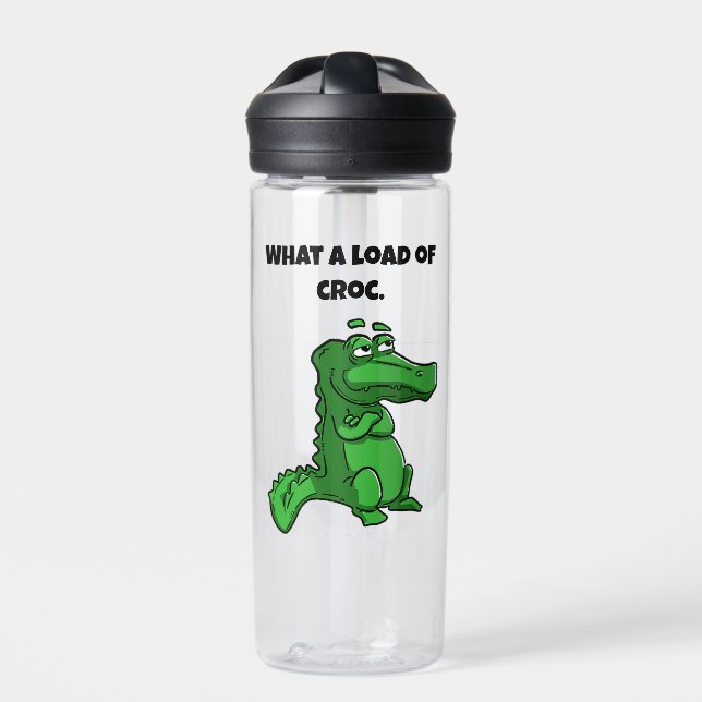 What a Load of Croc Funny Alligator Cartoon Water Bottle (Front)