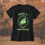 What A Nightmare - Vintage Green Horse Skull Cameo T-Shirt<br><div class="desc">An undead horse skull in a ghostly green is framed by an elaborate vintage cameo necklace pendant. "What a nightmare!" Very punny! Perfect for equestrians and equine lovers during Halloween!</div>