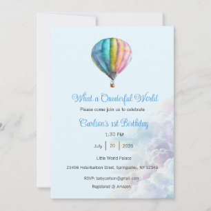 What a Onederful World Invitation, 1st Birthday Invitation