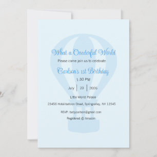 What a Onederful World Invitation, 1st Birthday Invitation