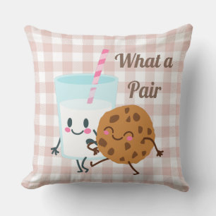  What a Pair Peach Gingham Throw Pillow