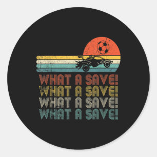 What A Save Vintage Retro Rocket Soccer Car Classic Round Sticker