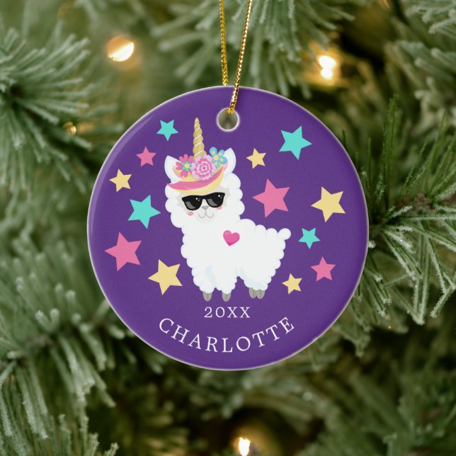 What a Star Llama Unicorn Christmas Ornament (Tree)