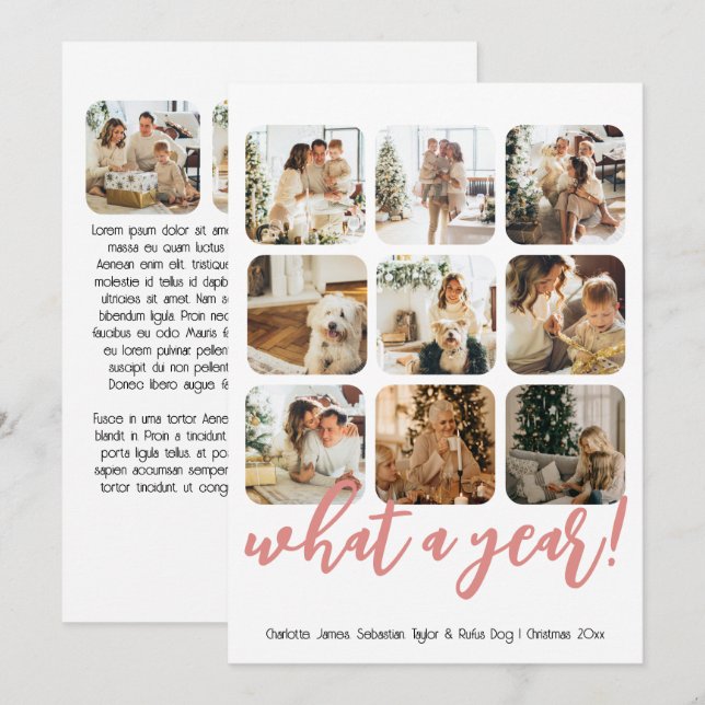 What a Year 12 Photo and Text Personalized Holiday Card (Front/Back)