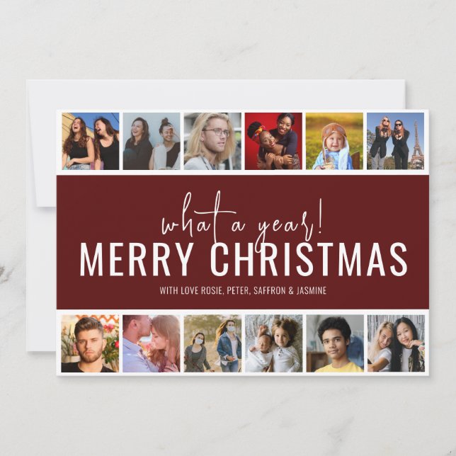 What A Year! 12 Photo Collage | Christmas Holiday  (Front)