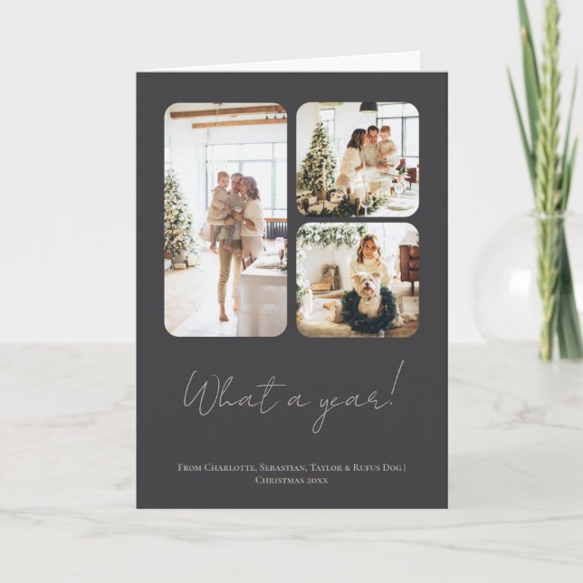 What a Year 6 Photo Text QR Code Personalized Holiday Card (Front)