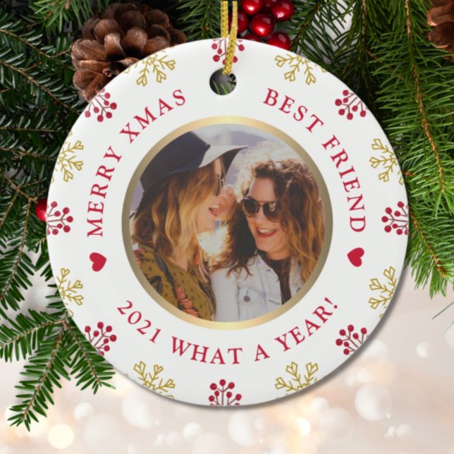 What A Year Best Friend Christmas 2020 Ceramic Ornament (Creator Uploaded)