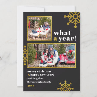 What A Year! | Black & Gold Foil Christmas Photo Holiday Card