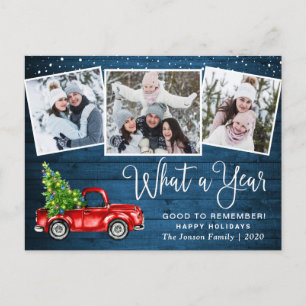 What a Year Christmas Red Farm Truck 3 Photo  Postcard