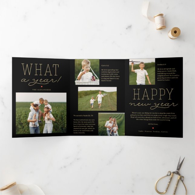 What A Year EDITABLE COLOR Trifold Holiday Card (Inside)