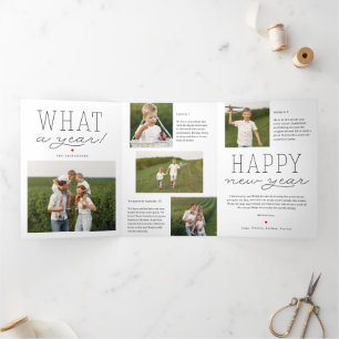 What A Year EDITABLE COLOR Trifold Holiday Card