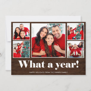 What a Year   Holiday Rustic Photo Grid Card