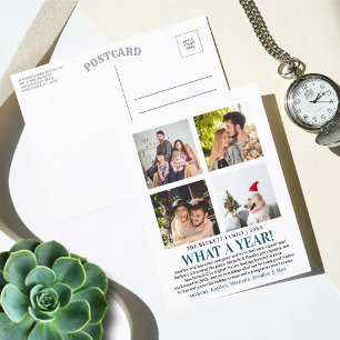 What A Year In Review 4 Photo Collage Holiday Postcard