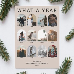 What a Year Modern Brown Photo Collage Christmas Holiday Card