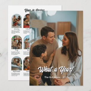  What a Year Modern Family Photo Collage Christmas Holiday Card