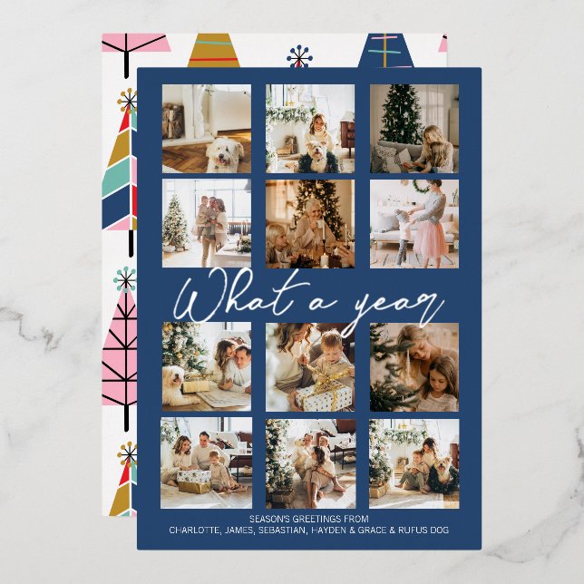 What a Year Personalized Christmas Foil Holiday Card (Front/Back)