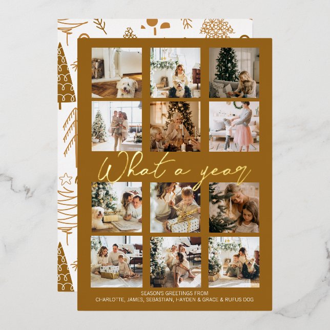 What a Year Personalized Christmas Foil Holiday Card (Front/Back)
