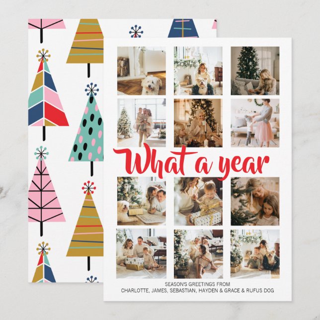 What a Year Photo Christmas Personalized Holiday Card (Front/Back)