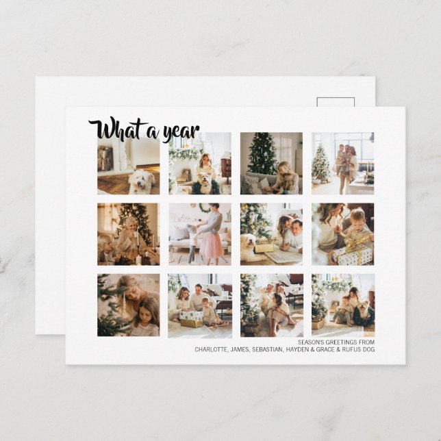 What a Year Photo Christmas Personalized Holiday Postcard (Front/Back)
