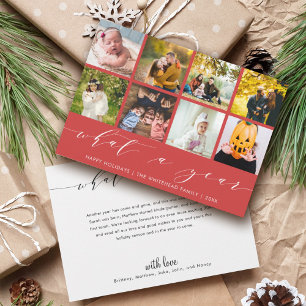 What a Year   Red Happy Holidays Photo Collage Holiday Card