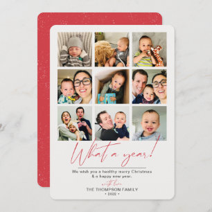 What a Year Red Photo Collage Holiday Card