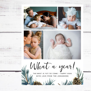 What A Year Review Modern Family Photo Collage  Holiday Postcard