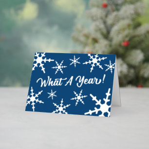 What A Year Silver Foil Snowflakes Blue Holiday