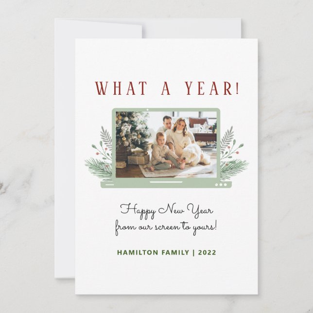What A Year! Simple Covid New Year Photo Holiday (Front)
