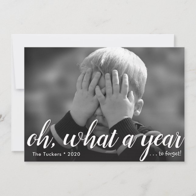 What a Year (to forget!) Silver Happy New Year Holiday Card (Front)