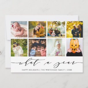 What a Year White Happy Holidays Photo Collage Holiday Card