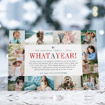 What a Year | Year in Review Photo Collage Holiday Card<br><div class="desc">Unique modern holiday card design features twelve favourite photos -- one for each month -- surrounding your custom "year in review" message in the centre. Personalize with your family name, individual names, and the year, with "what a year" in festive red and green lettering. Create an engaging year-in-review style card...</div>