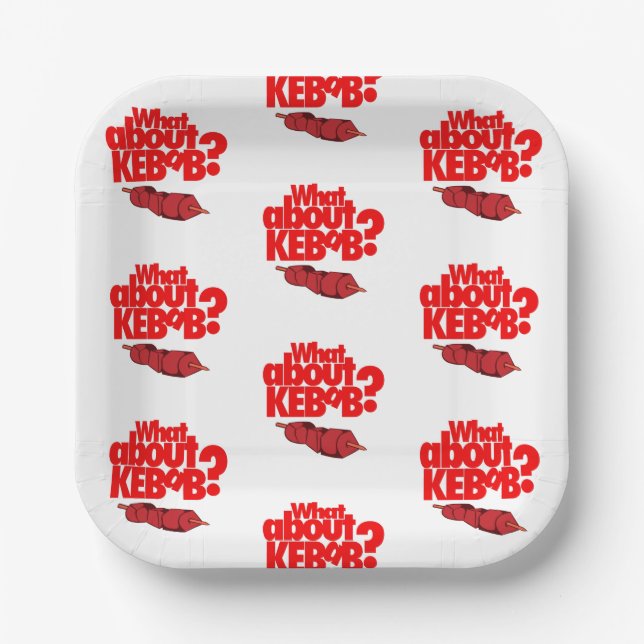 What About Kebab? Skewered Meat Paper Plate (Front)