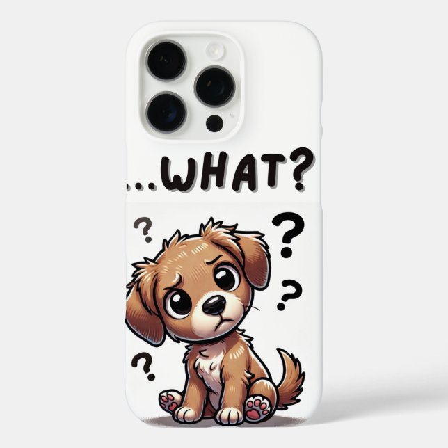 “…what?” Adorable Confused Cartoon Puppy Case-Mate iPhone Case (Back)