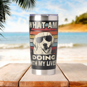 What Am I Doing With My Lives Labrador Vintage Insulated Tumbler