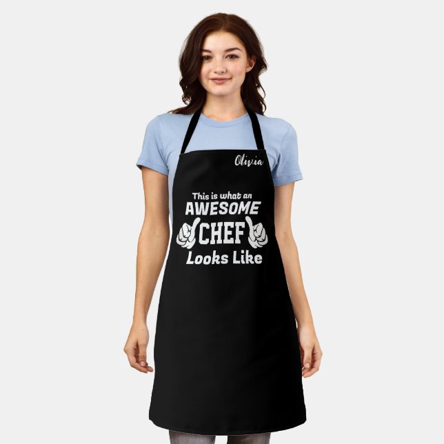 What an Awesome Chef Looks Like Mens Womens  Apron (Worn)
