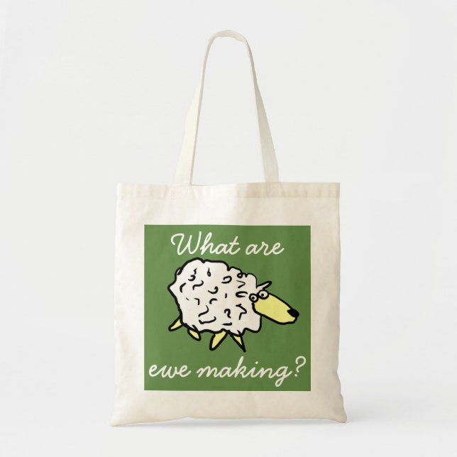 "What are ewe making?" Sheep Cartoon Project Bag (Front)