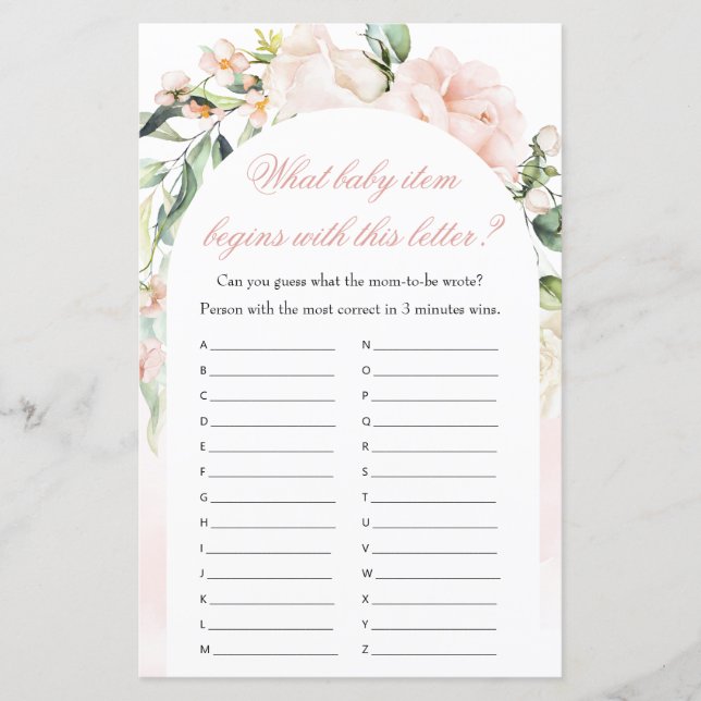 What baby Item Elephant Blush Baby Shower Game (Front)