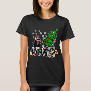 What Black Cat Pushing Pine Tree Cat T-Shirt
